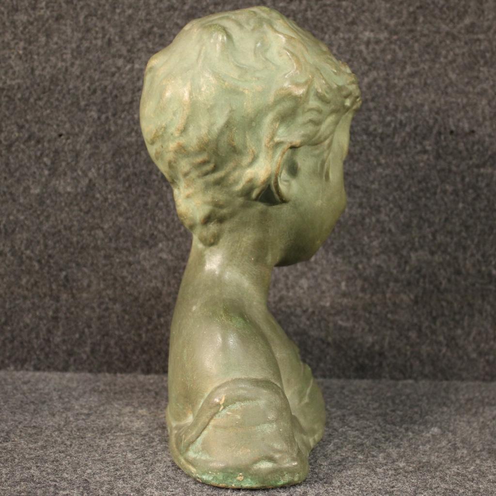 20th Century Painted Terracotta Italian Child Bust Sculpture, 1920 3