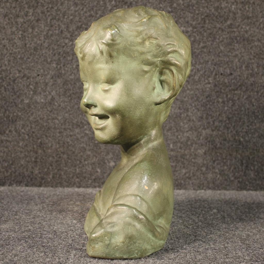 20th Century Painted Terracotta Italian Child Bust Sculpture, 1920 5