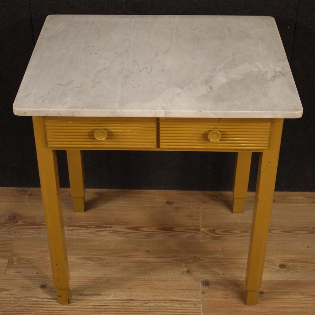 20th Century Painted Wood and Marble Top Italian Table, 1950 1