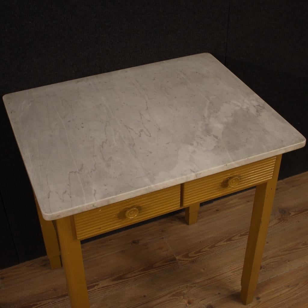 20th Century Painted Wood and Marble Top Italian Table, 1950 4