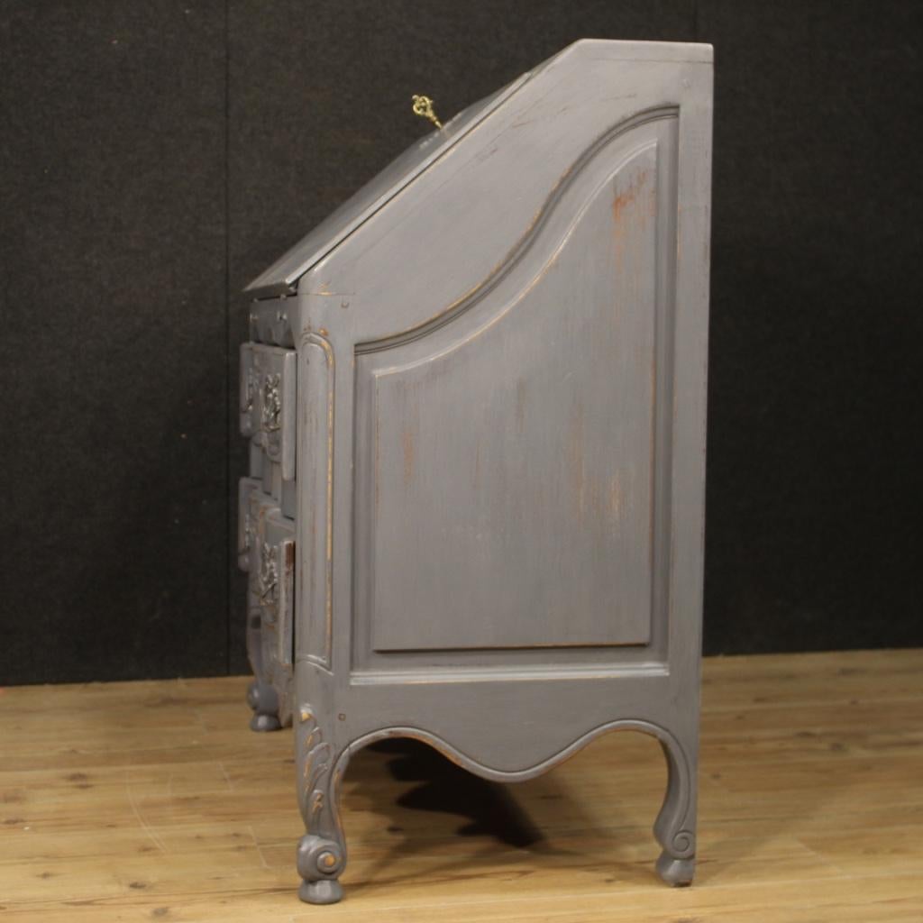 20th Century Grey Painted Wood French Shabby Chic Style Bureau Desk, 1960 3