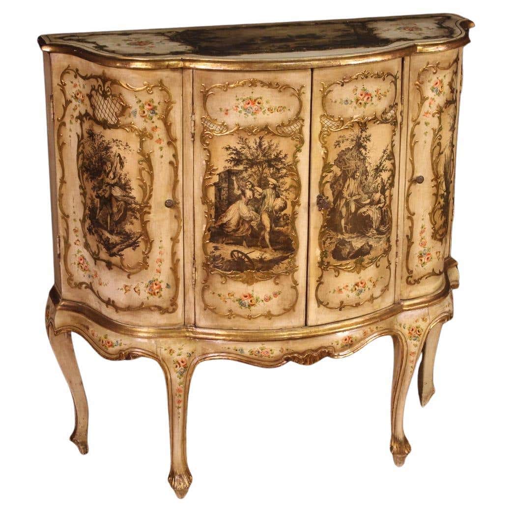 Rococo Antique Style 20th Century Painted Wood Rococo Style Venetian Sideboard, 1960s For ...