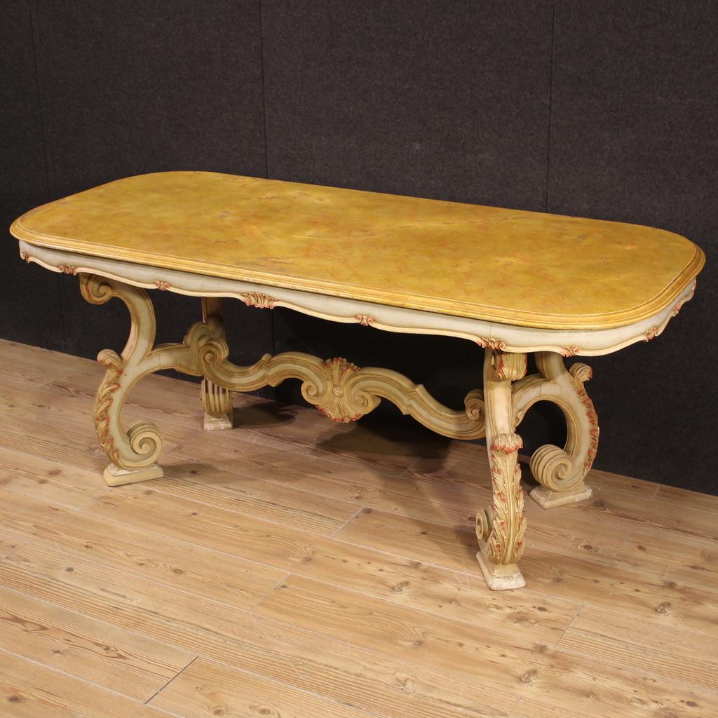 20th Century Painted Wood Venetian Dining Table, 1960s For Sale 6