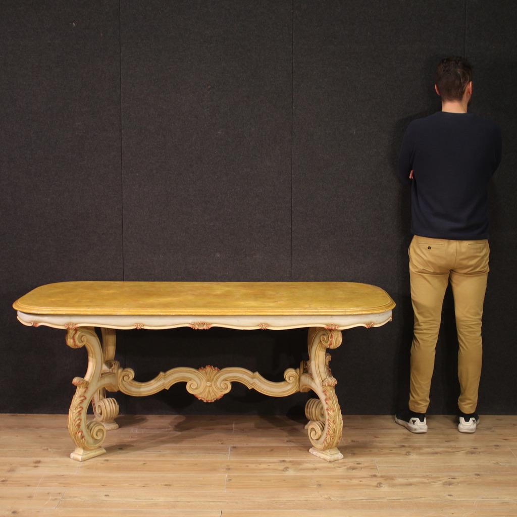 Italian 20th Century Painted Wood Venetian Dining Table, 1960s For Sale