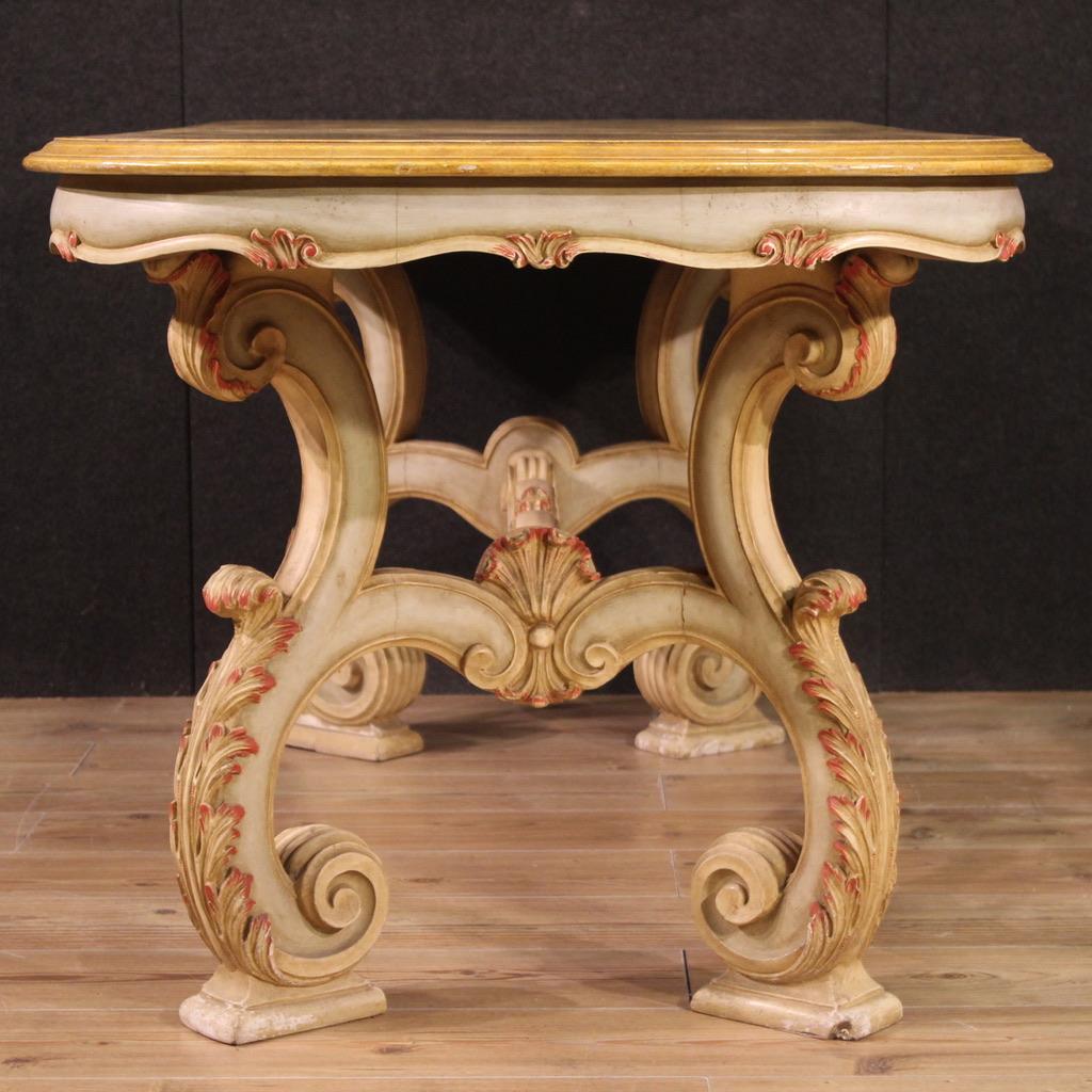 Mid-20th Century 20th Century Painted Wood Venetian Dining Table, 1960s For Sale