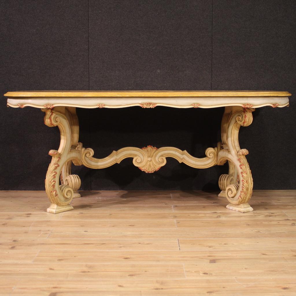 20th Century Painted Wood Venetian Dining Table, 1960s For Sale 1