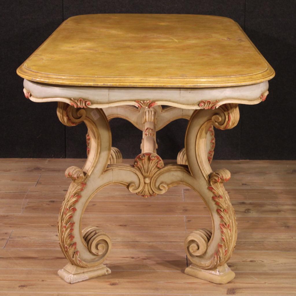 20th Century Painted Wood Venetian Dining Table, 1960s For Sale 2