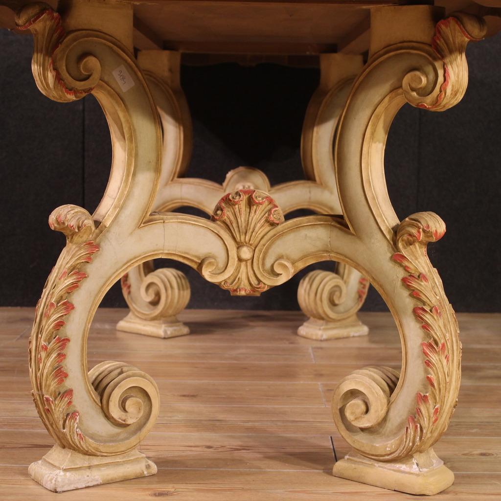 20th Century Painted Wood Venetian Dining Table, 1960s For Sale 4
