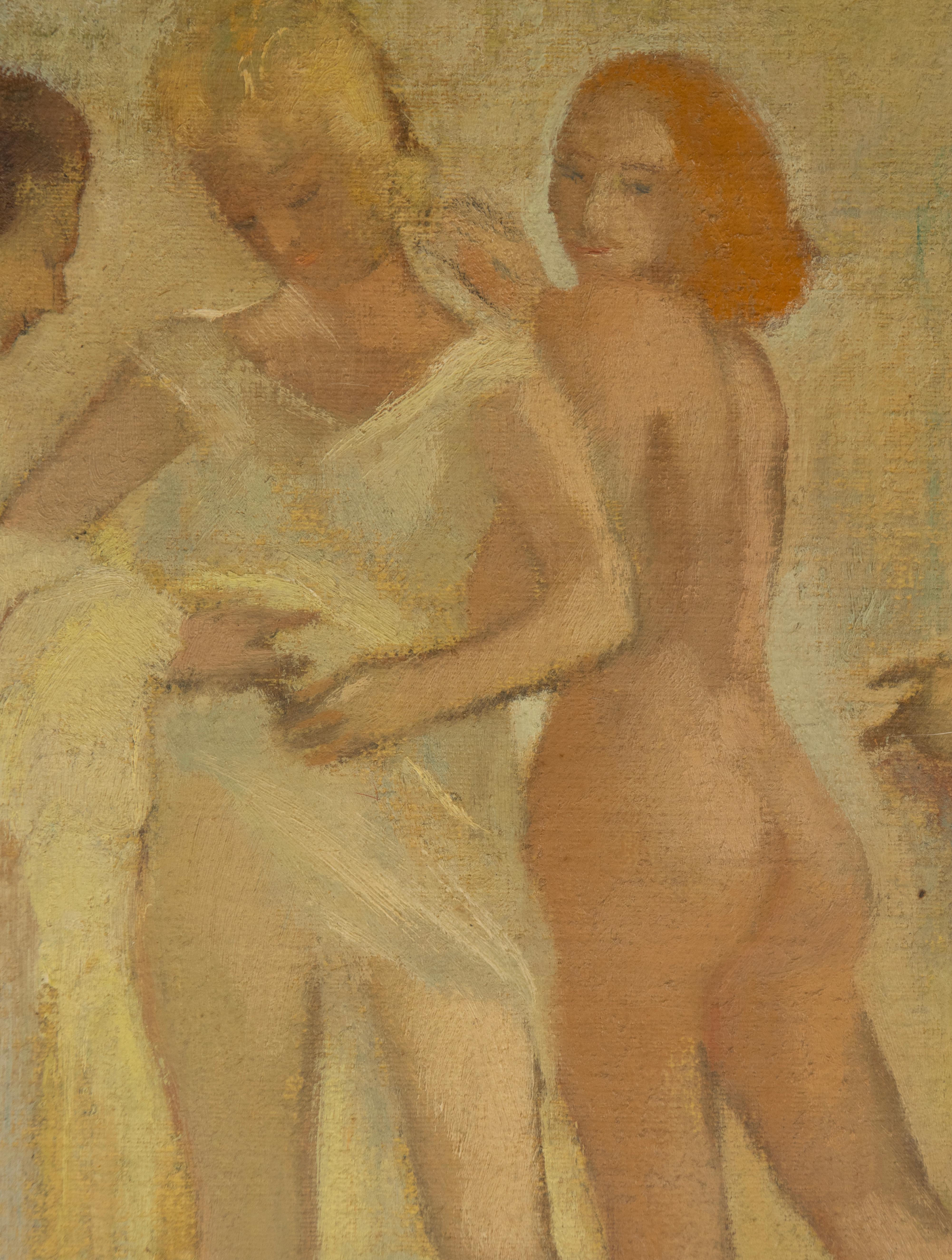 Gemälde des 20. Jahrhunderts - Edmond Delescluze - Öl auf Leinwand - Figuren in Pastell im Angebot 6