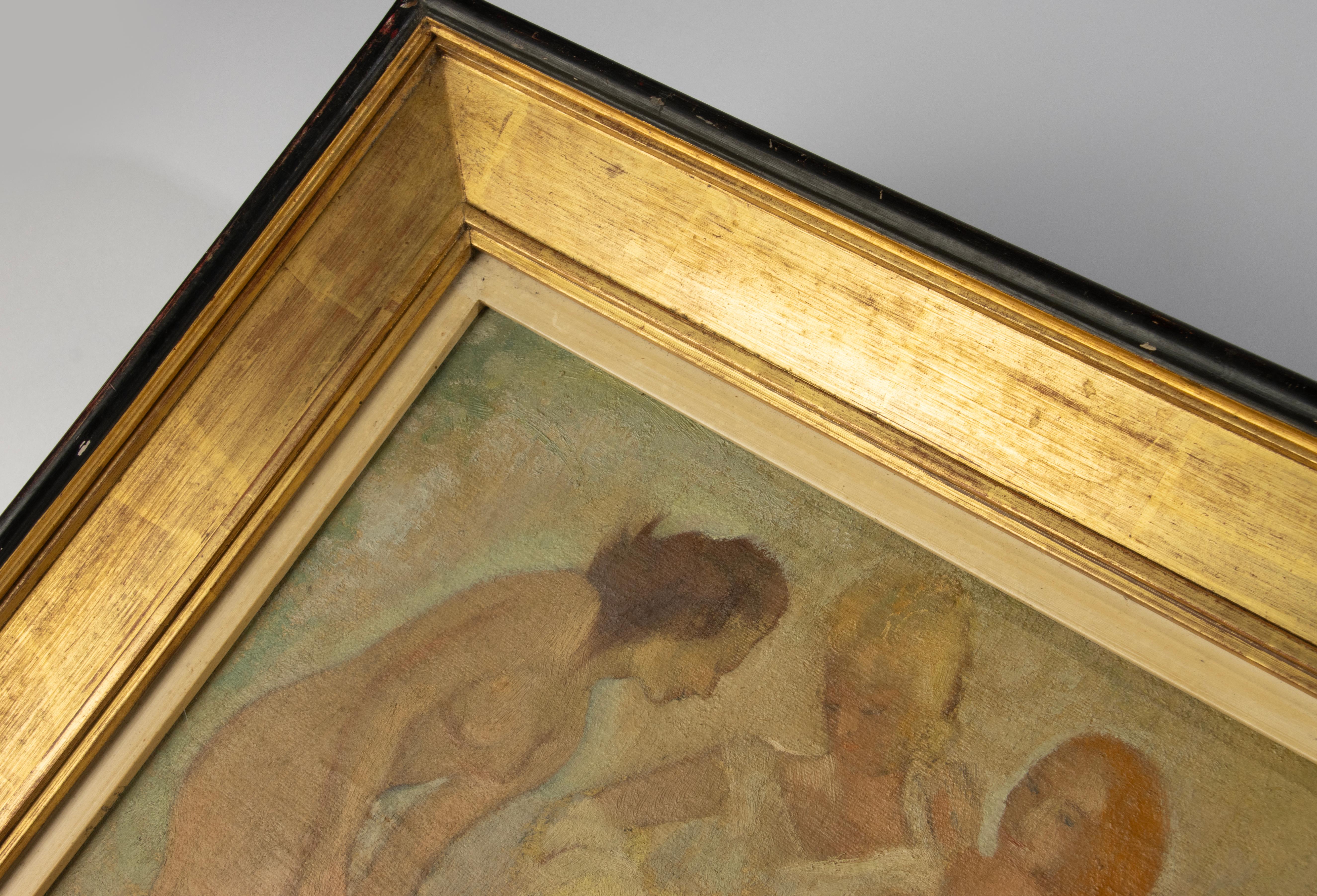 Gemälde des 20. Jahrhunderts - Edmond Delescluze - Öl auf Leinwand - Figuren in Pastell im Angebot 7