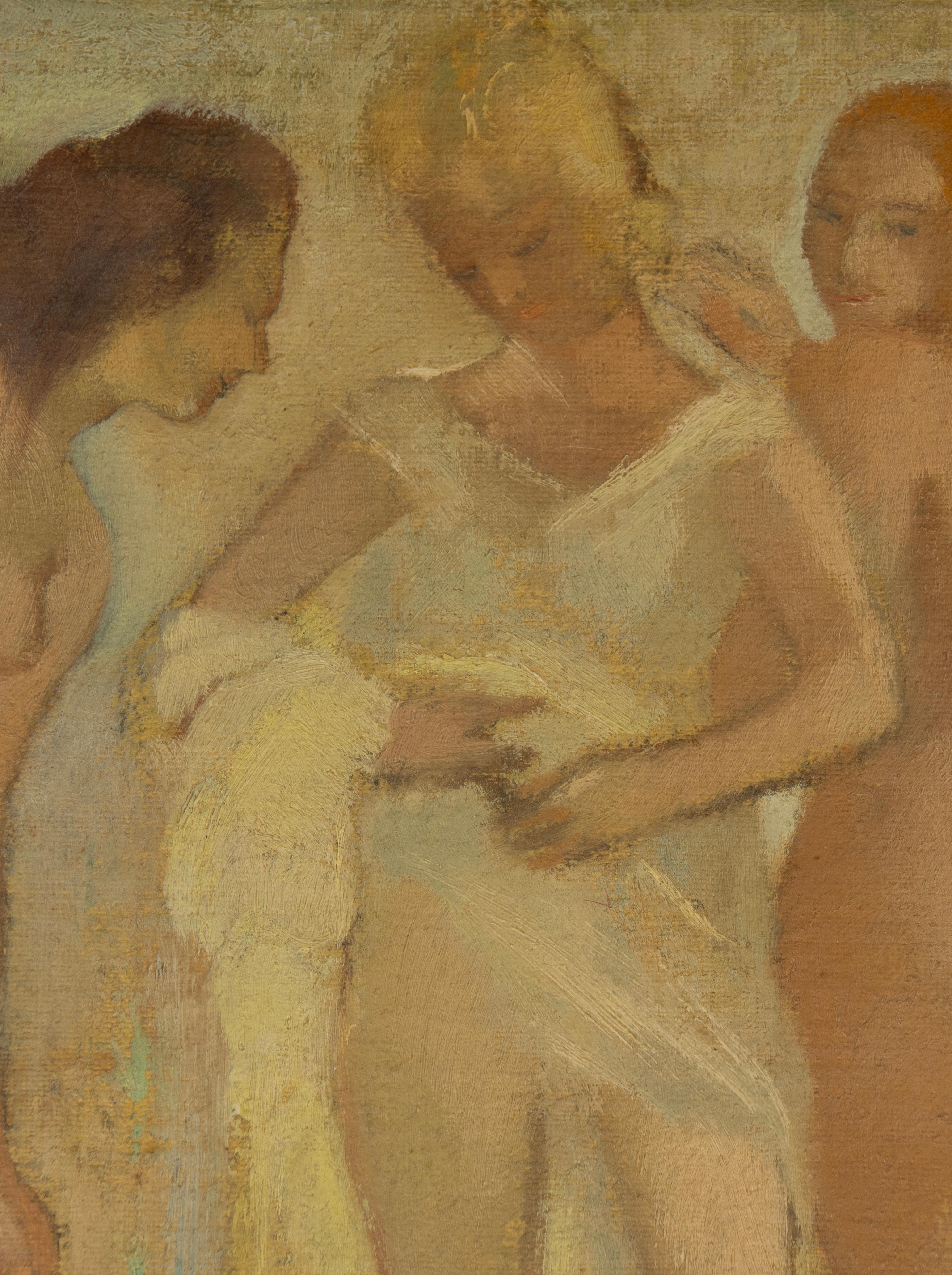 Gemälde des 20. Jahrhunderts - Edmond Delescluze - Öl auf Leinwand - Figuren in Pastell im Angebot 8