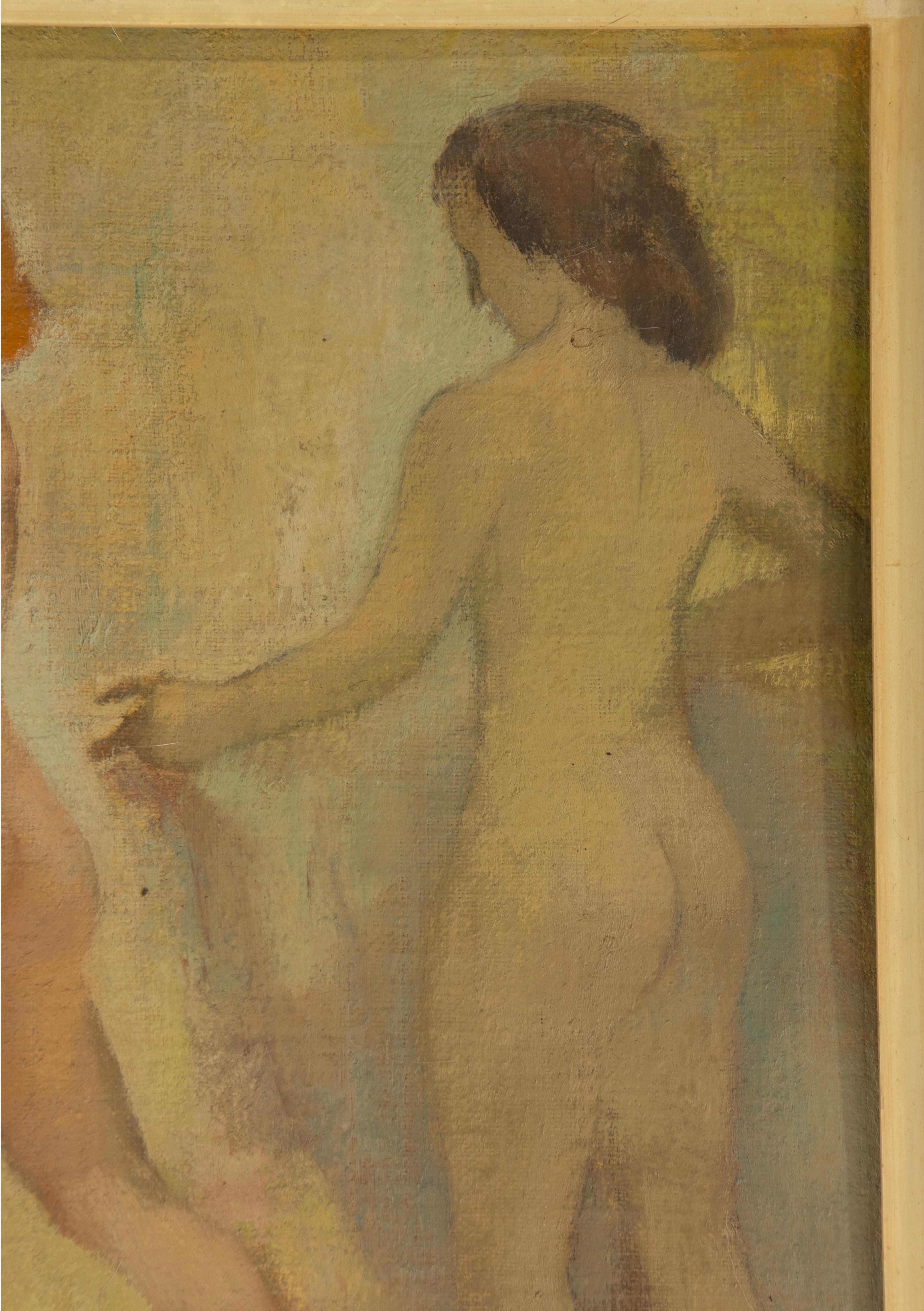 Gemälde des 20. Jahrhunderts - Edmond Delescluze - Öl auf Leinwand - Figuren in Pastell im Angebot 1