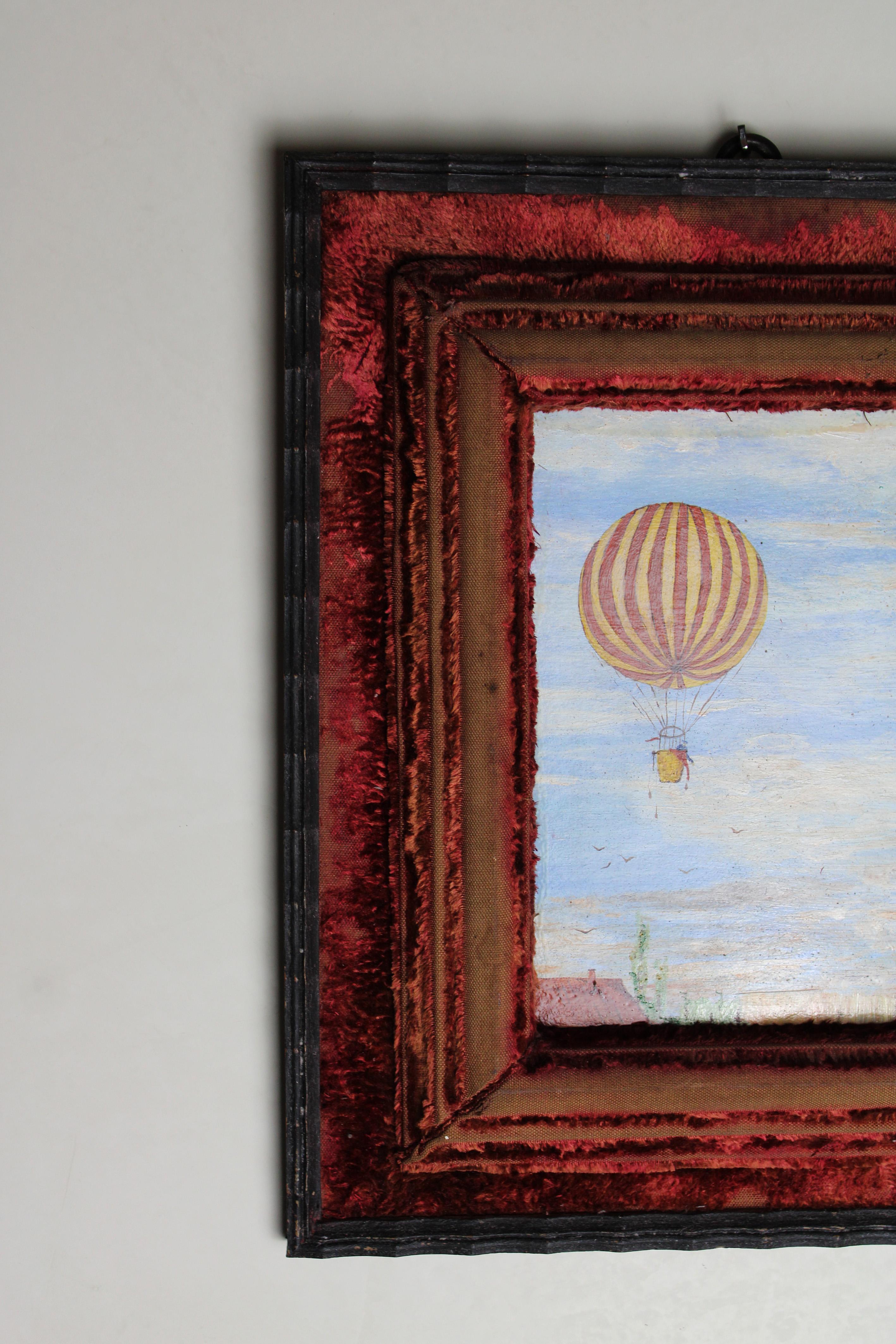 Embark on a whimsical journey through the skies with our captivating 20th Century Painting titled 
