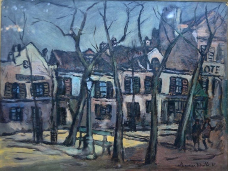 French 20th Century Painting Maurice Utrillo France Oil on Cardboard, 1900s For Sale