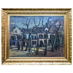 Vintage 20th Century Painting Maurice Utrillo France Oil on Cardboard, 1900s