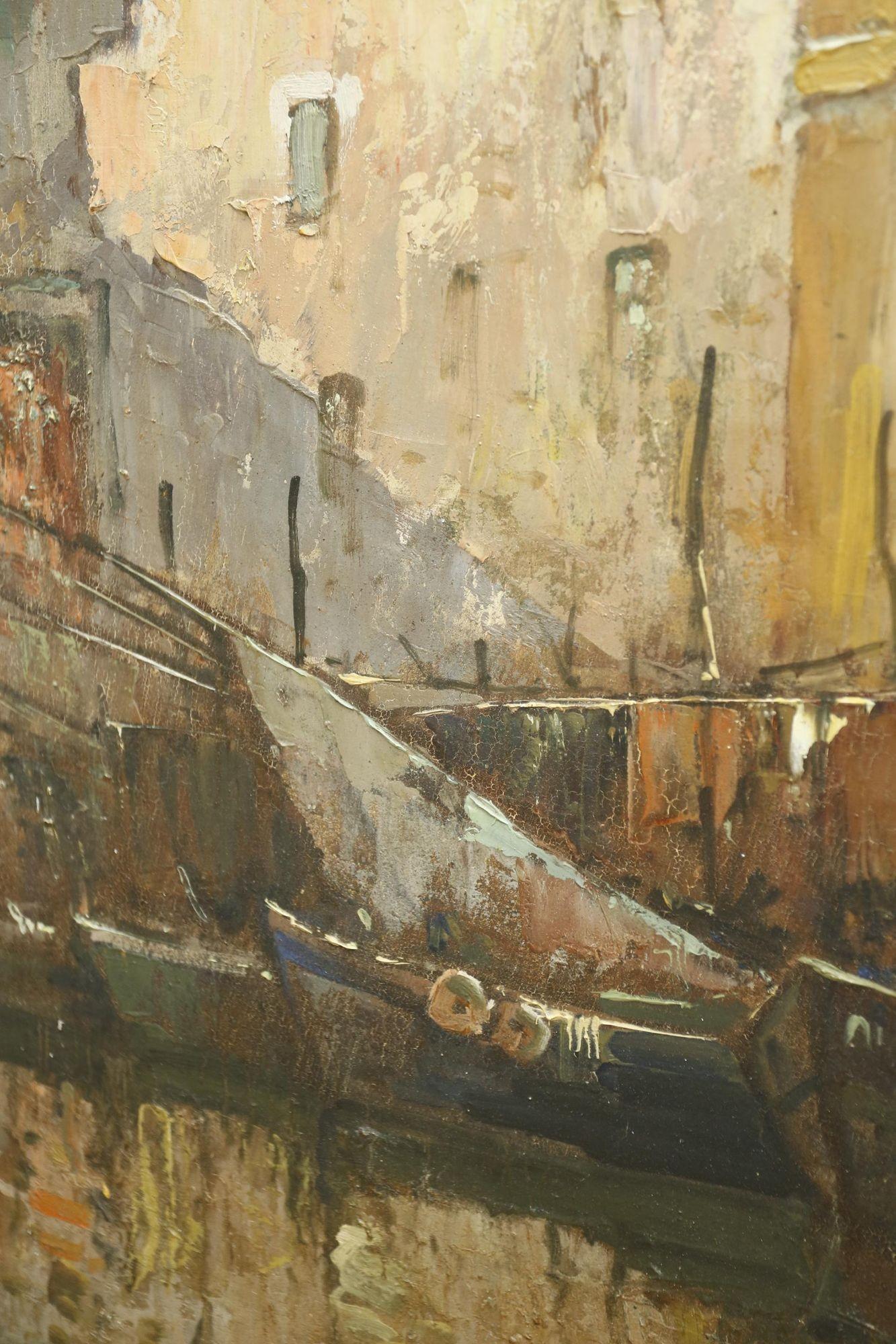 20th Century Painting of a French Harbour Scene 8