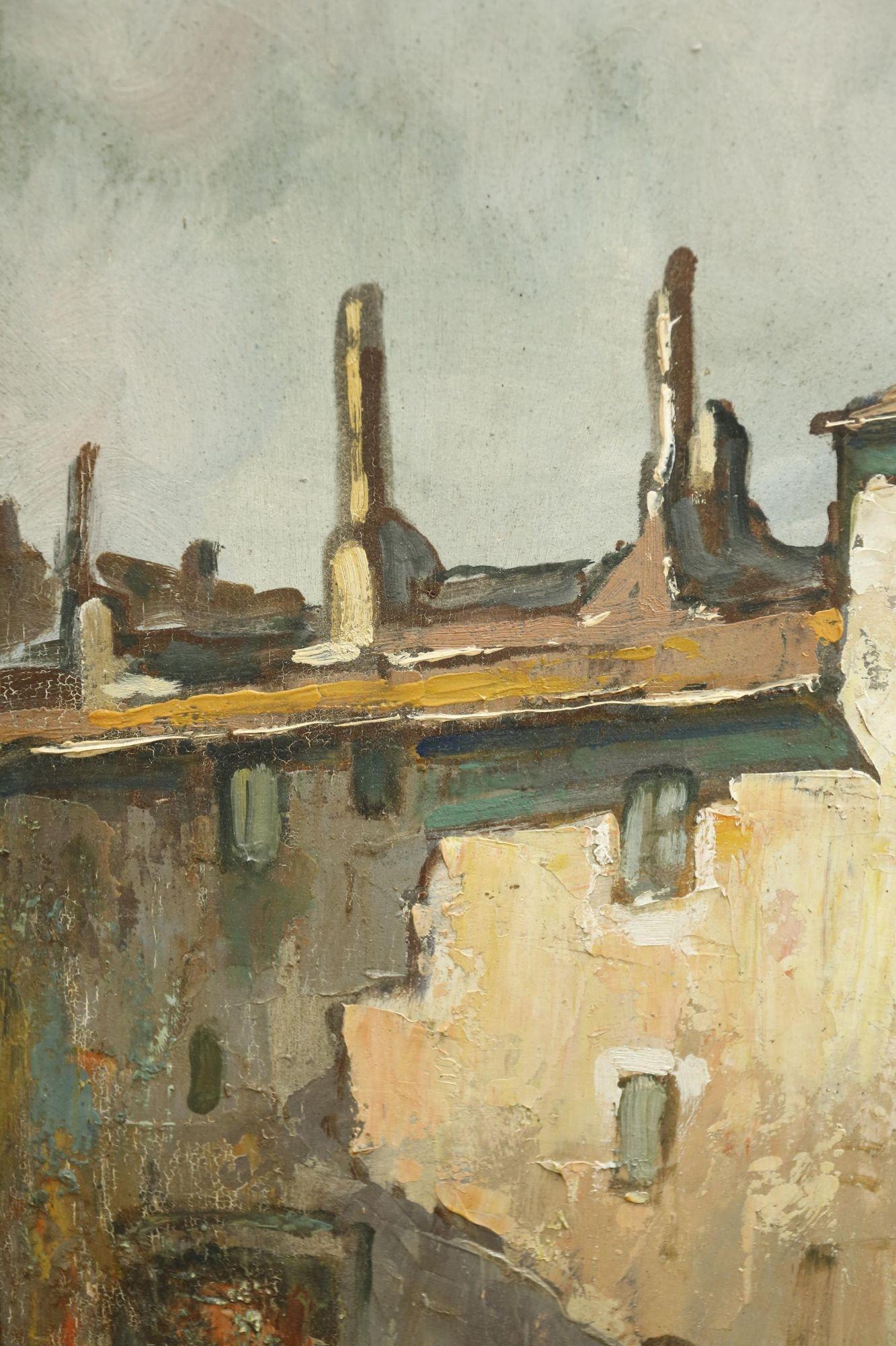 20th Century Painting of a French Harbour Scene 5