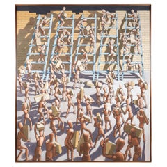 Gemälde dünner Figuren des 20. Jahrhunderts von Derek Carruthers (britisch 1935-2021)