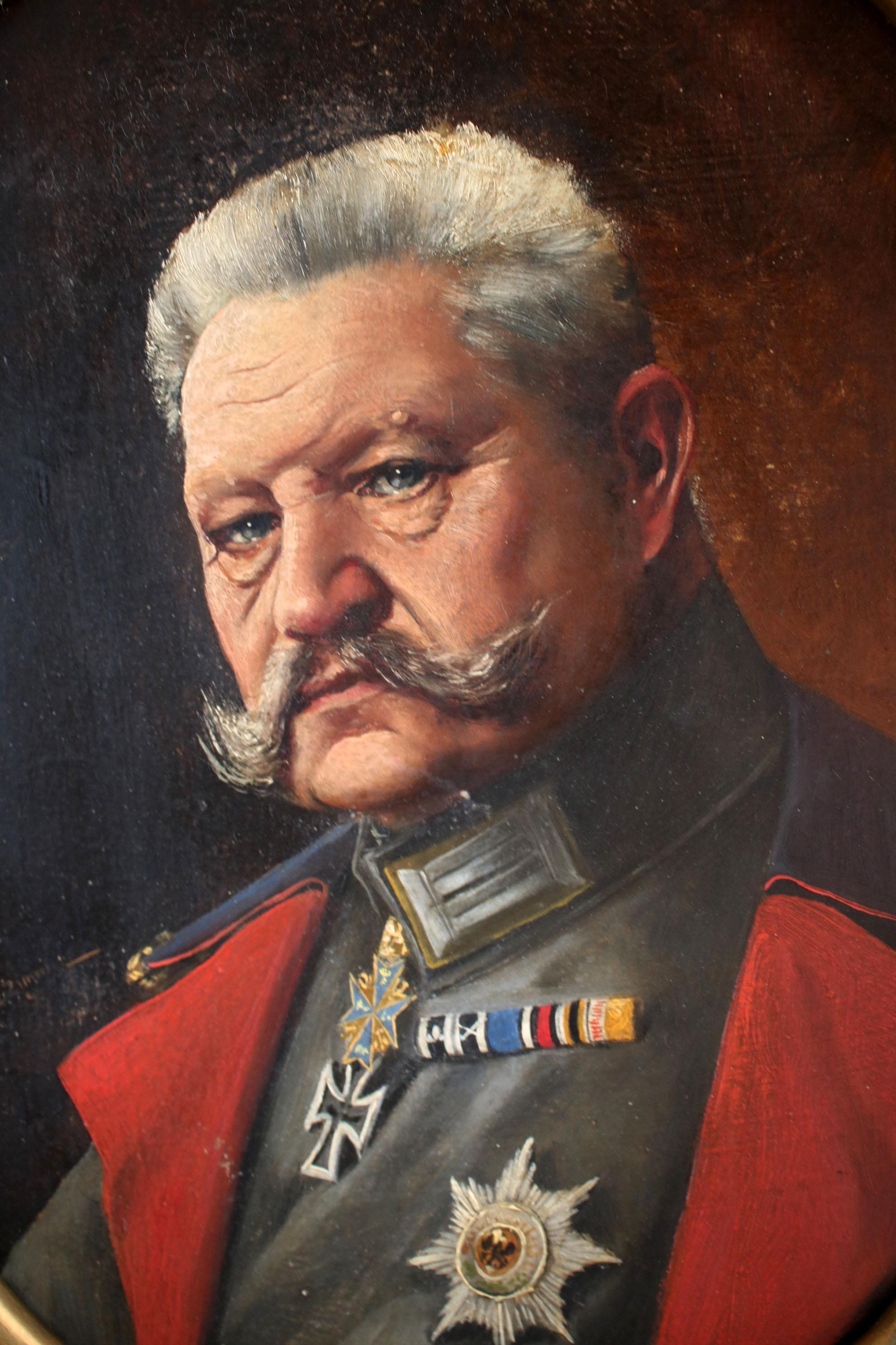 This small painting was painted by the reknowned Ernst Zimmer. It pictures the president of post World War I. Germany, Paul von Hindenburg.