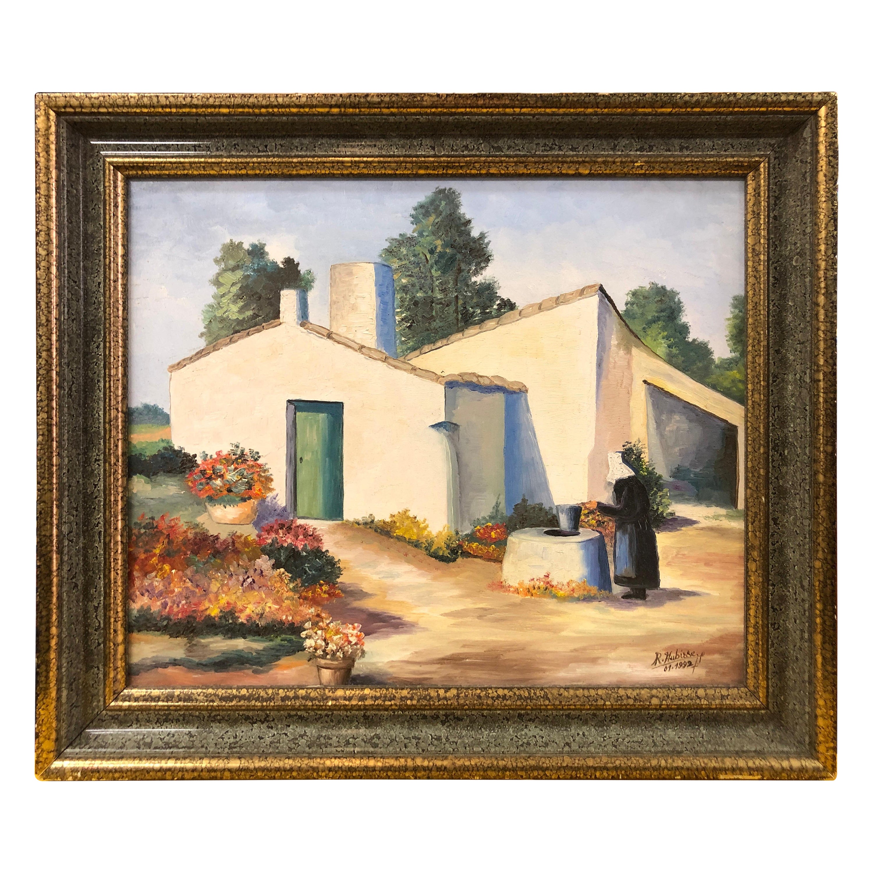 20th Century Painting Oil on Canvas by R. Hubisse For Sale