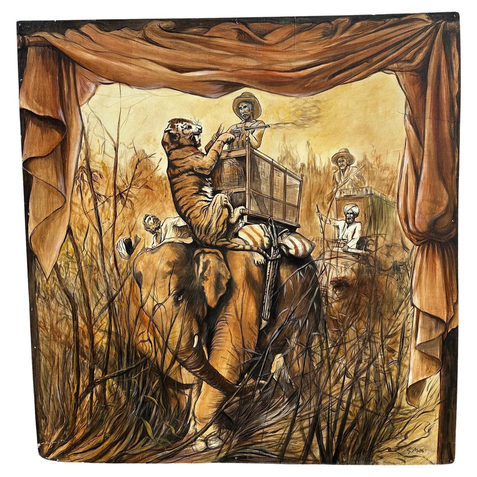 20th century Painting on Panel Signed S.Mas, 1940s