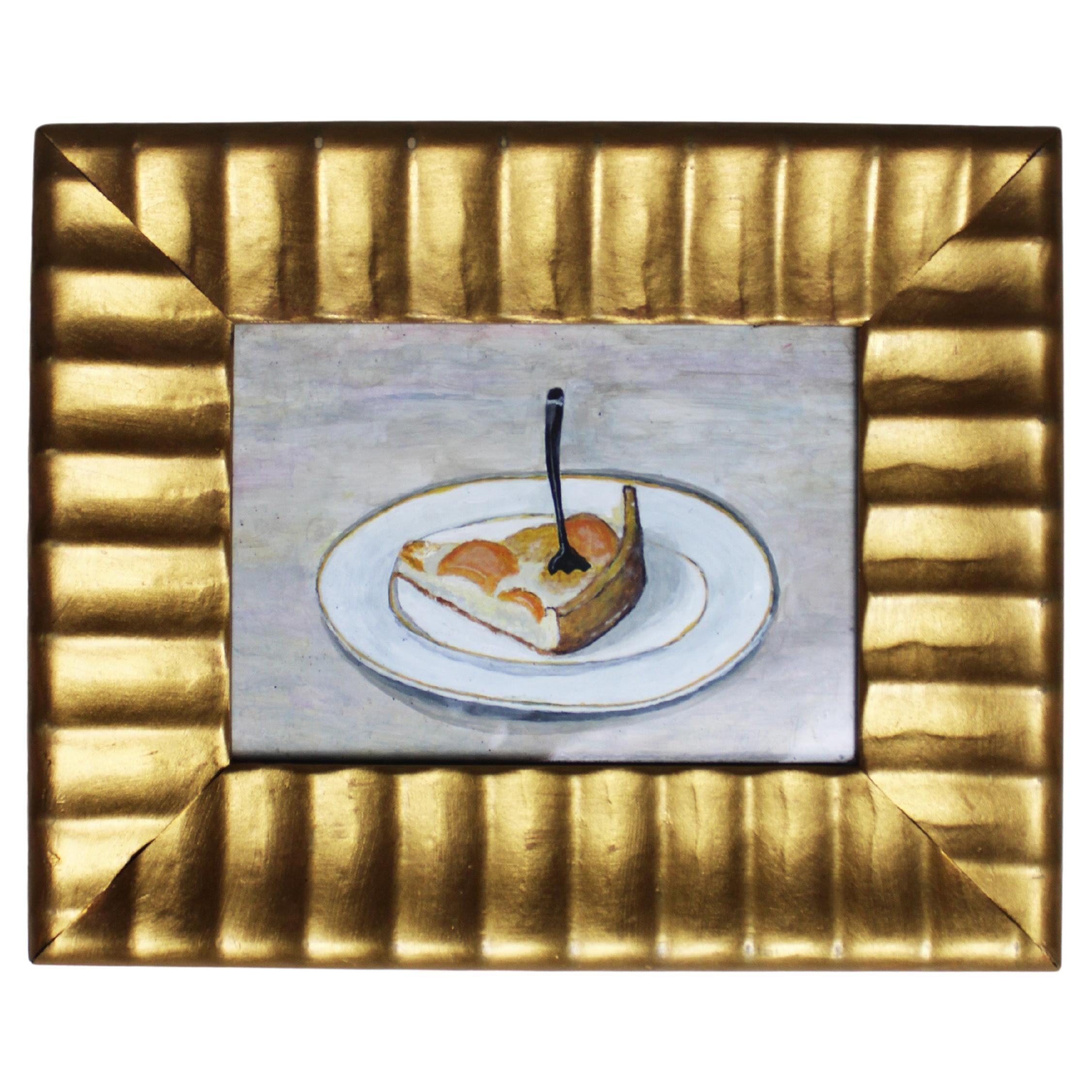 20th Century Painting "Piece of Apricot Pie" on Panel Signed AVD Borght Belgium For Sale