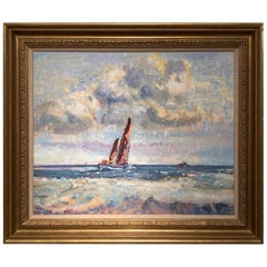 Pittura del XX secolo "Chiatta a vela, Yarmouth Roads Geoffrey Chatten circa 1950