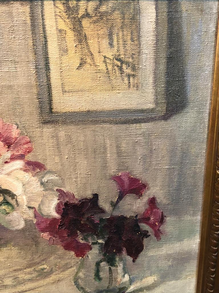 Canvas 20th Century Painting Still Life with Flowers