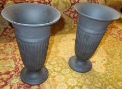 20th century Pair Black Basalt Edme Wedgwood Vases