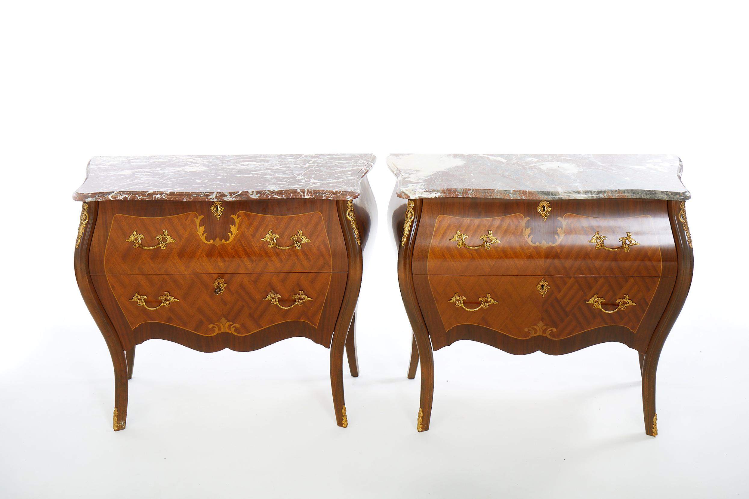 20th Century Pair Bombe Chest / Marble Top 5