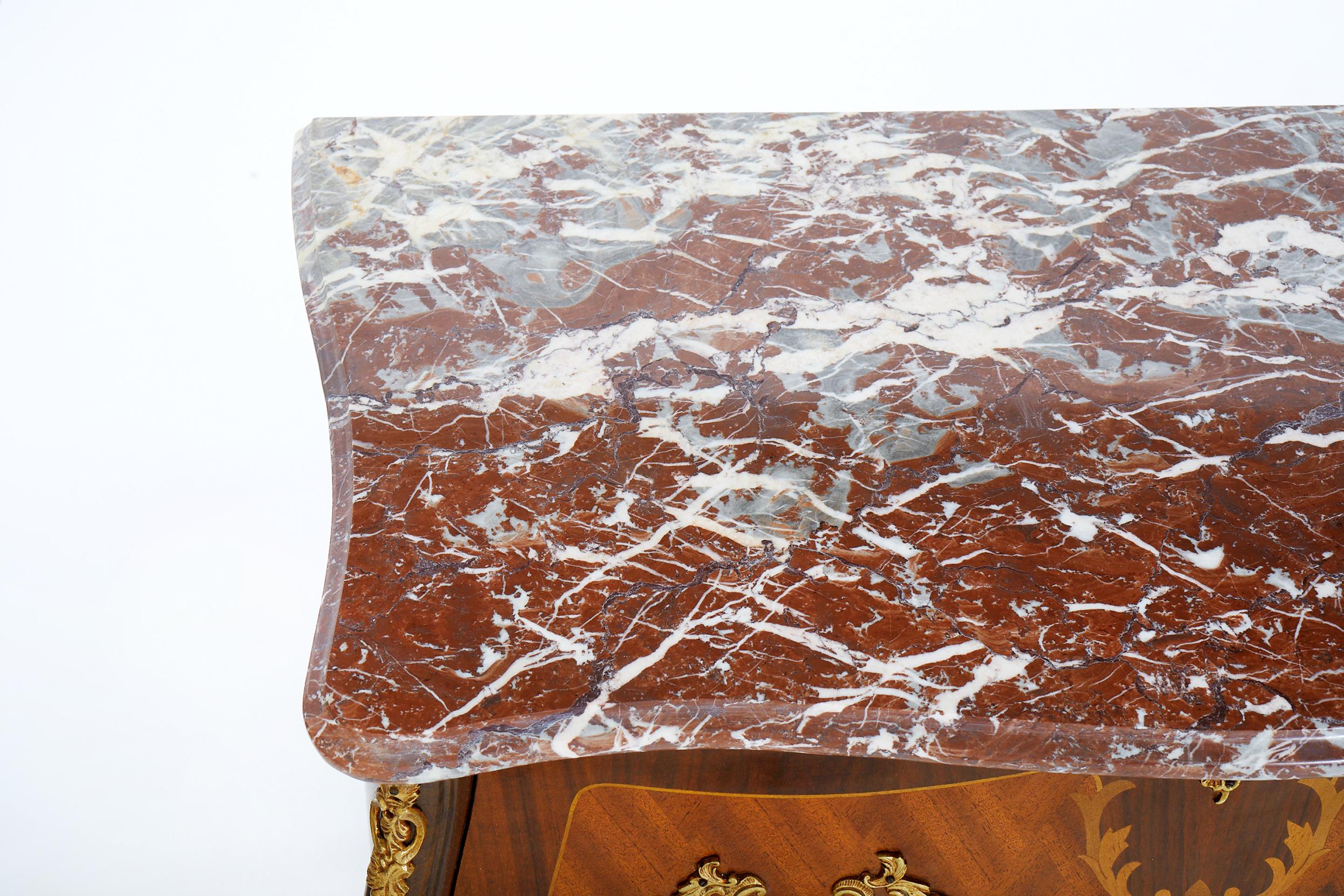20th Century Pair Bombe Chest / Marble Top 1