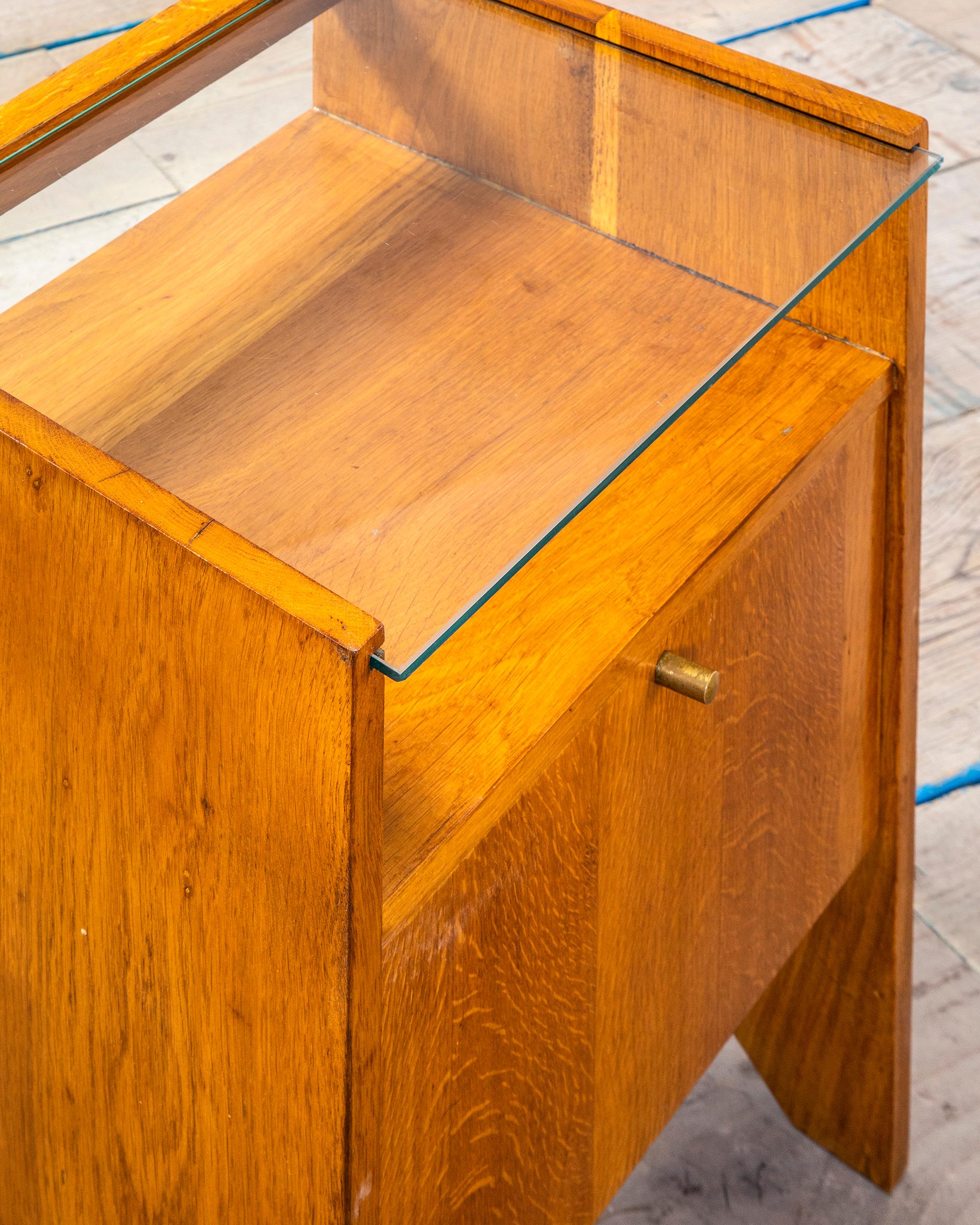 Mid-Century Modern 20th Century Pair of Night Stands by ISA Bergamo in Wood, Glass and Brass