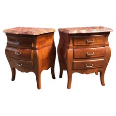 20th Century Pair Italian Night Stands Special Rose Marble