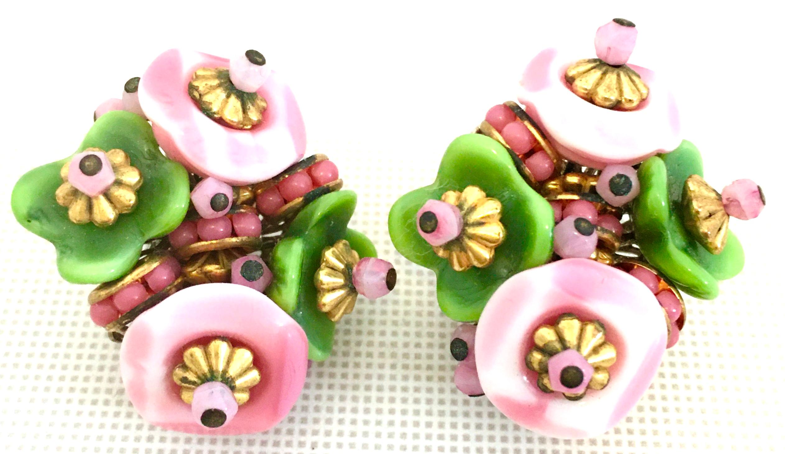 Women's or Men's 20th Century Pair Of Alice Caviness Abstract Flower Earrings-Signed For Sale
