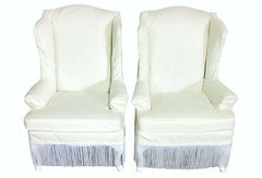 20th Century Pair Of American Queen Anne Style Wing Back Chairs