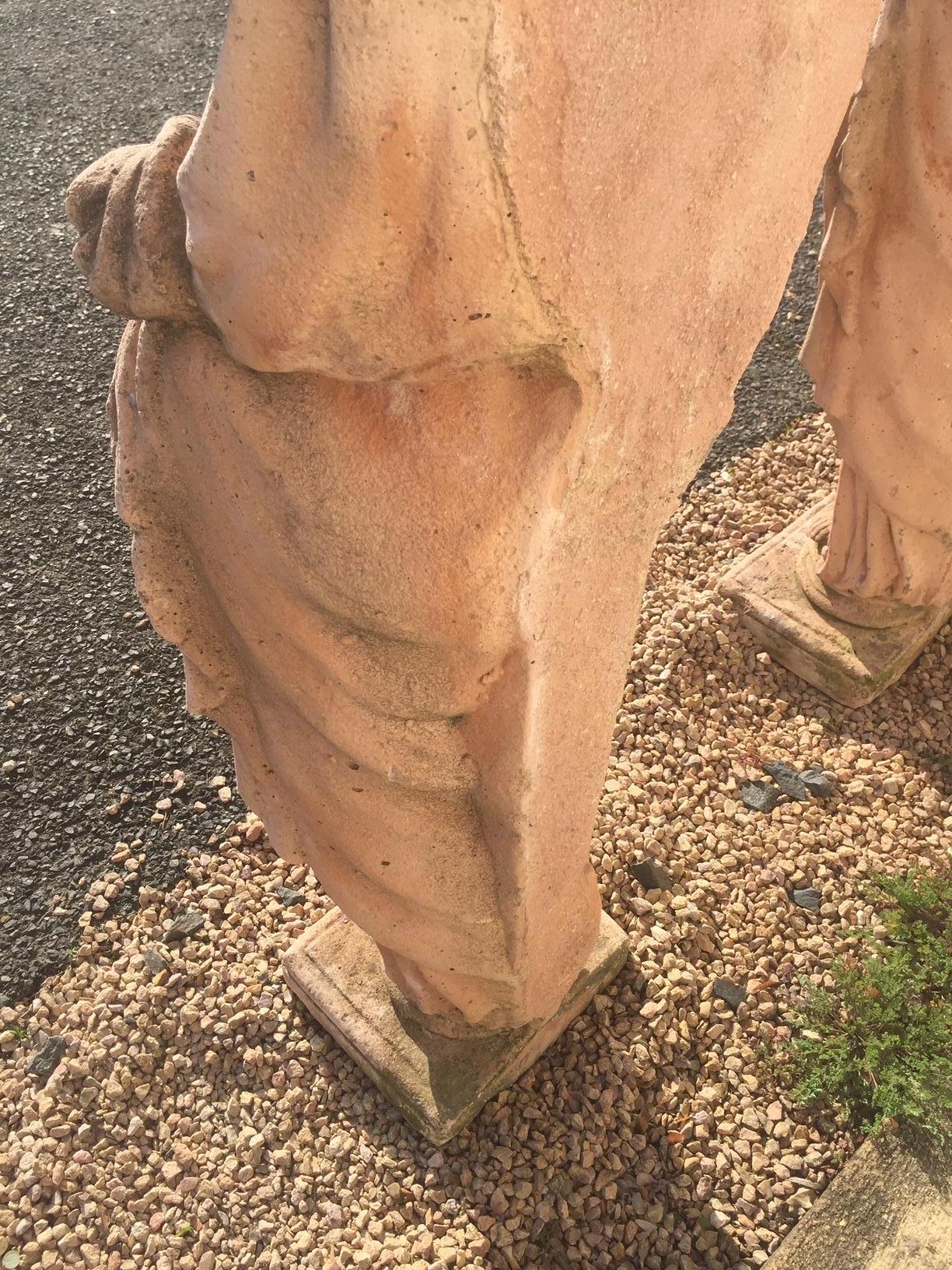 20th Century, Pair of Antique Greek Cariatide Stone Statues, 1950s 8