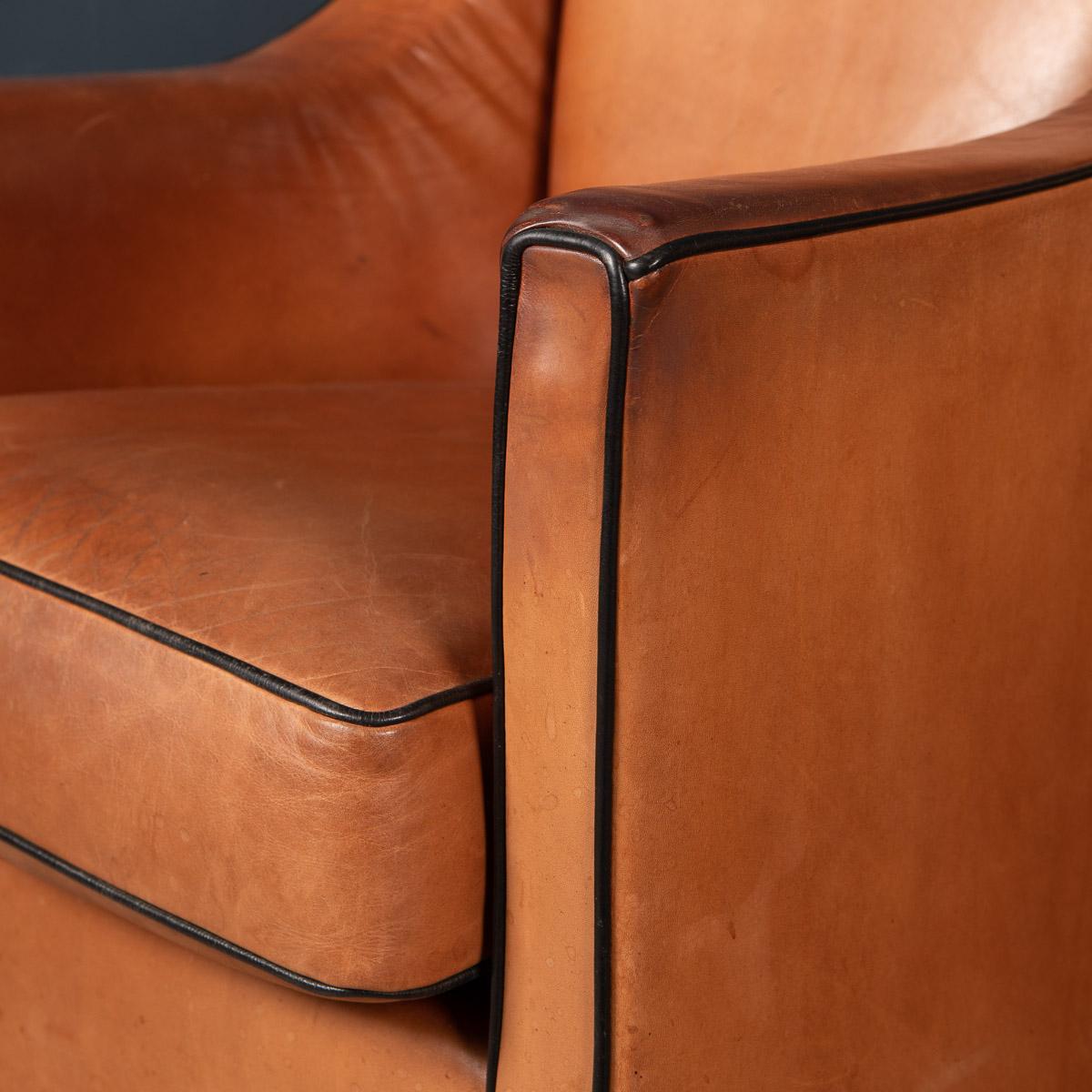 20th Century Pair of Art Deco Style Dutch Sheepskin Leather Club Chairs 5
