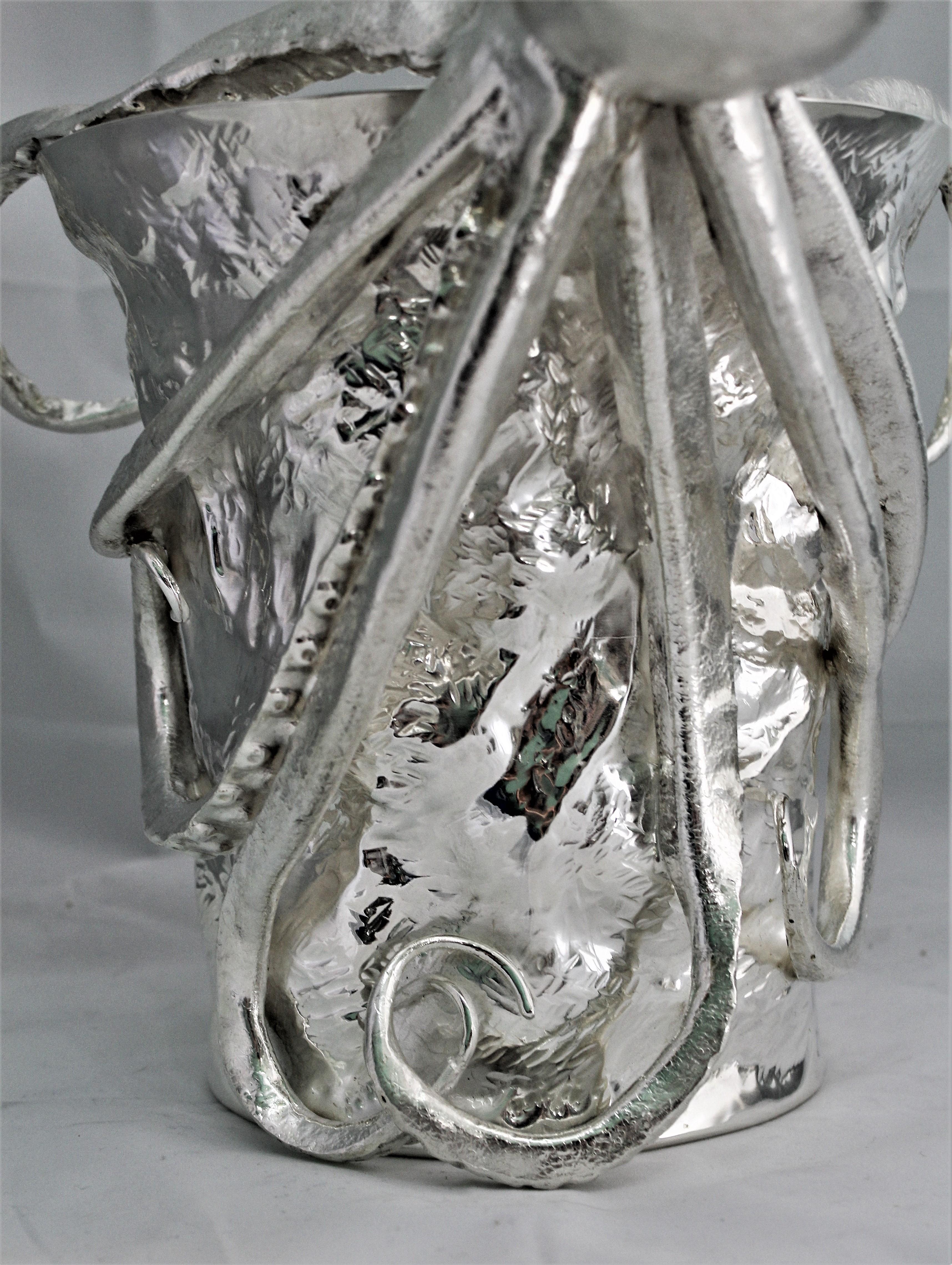 20th Century Pair of Artistic Octopus Silver Wine Coolers, Italy, 1930s For Sale 3