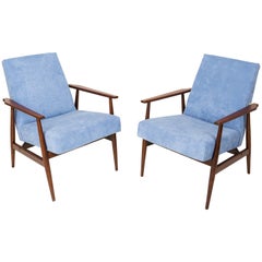 Vintage 20th Century Pair of Baby Blue Dante Armchairs, H. Lis, 1960s