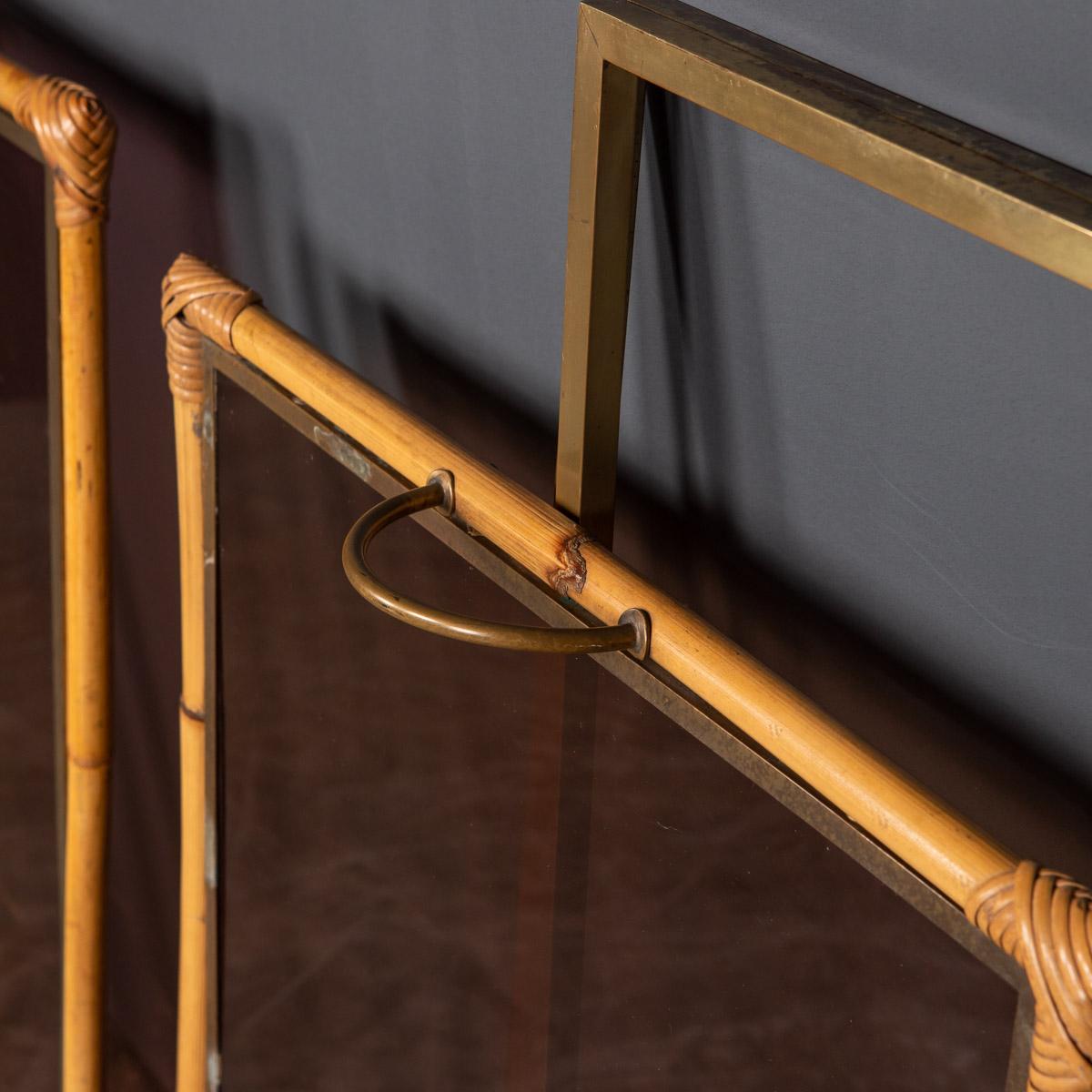 20th Century Pair of Bamboo & Brass Butler Tables, c.1970 For Sale 5