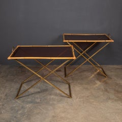 20th Century Pair of Bamboo & Brass Butler Tables, c.1970