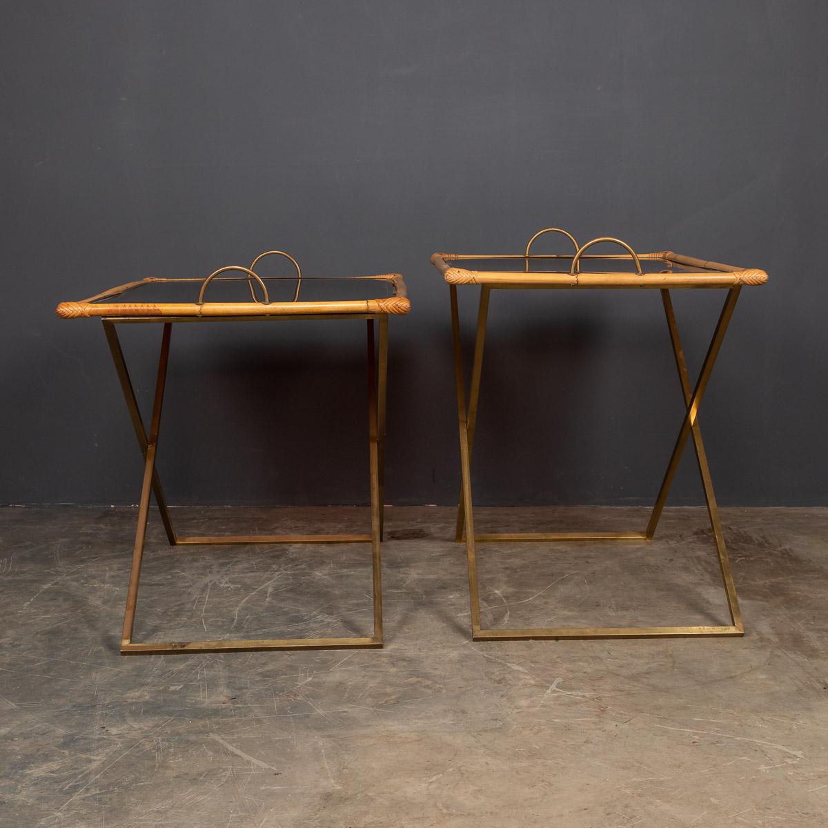 Unknown 20th Century Pair of Bamboo & Brass Butler Tables, c.1970 For Sale