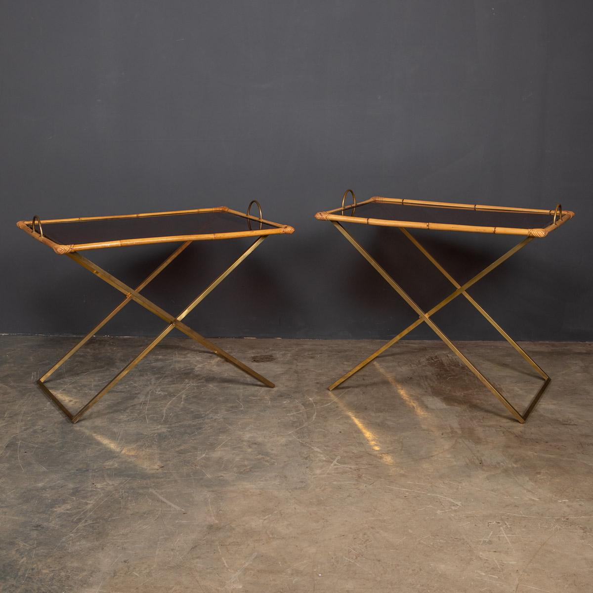 20th Century Pair of Bamboo & Brass Butler Tables, c.1970 In Good Condition For Sale In Royal Tunbridge Wells, Kent