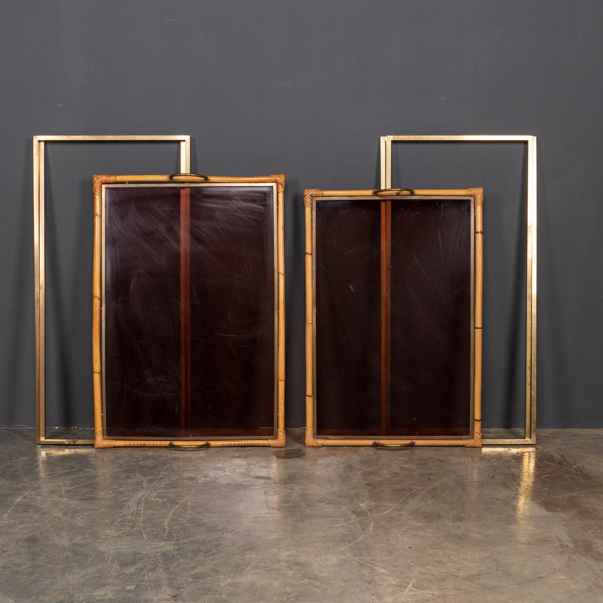 20th Century Pair of Bamboo & Brass Butler Tables, c.1970 For Sale 2