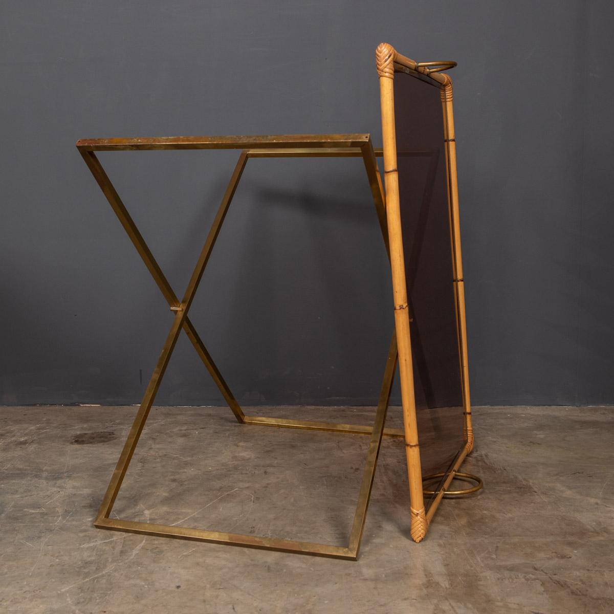 20th Century Pair of Bamboo & Brass Butler Tables, c.1970 For Sale 3