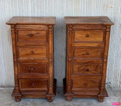 20th Century Pair of Biedermeier Nightstands with Marble Four Drawers