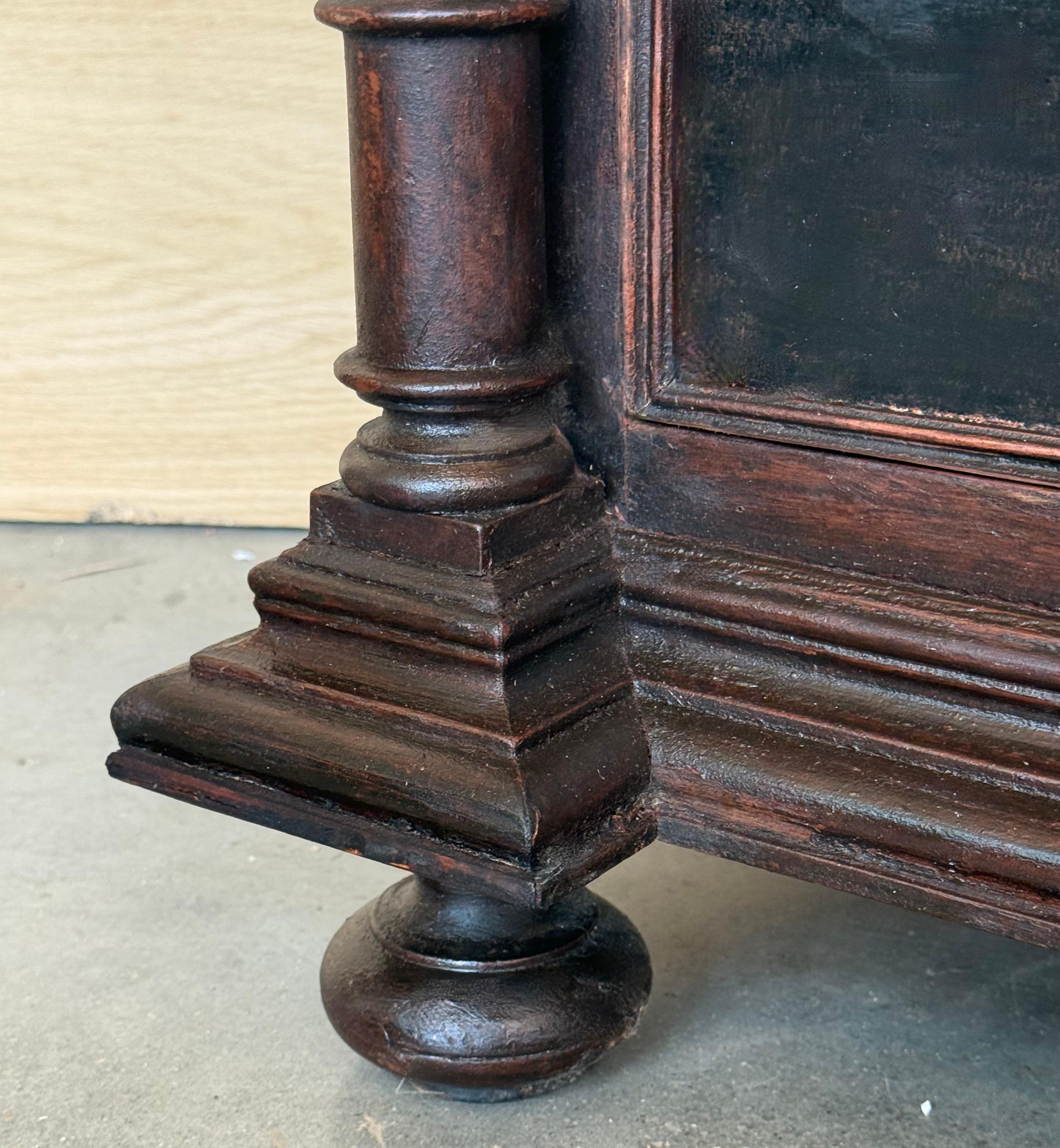 20th Century Pair of Biedermeier Nightstands with Marble Four Ebonized Drawers For Sale 5