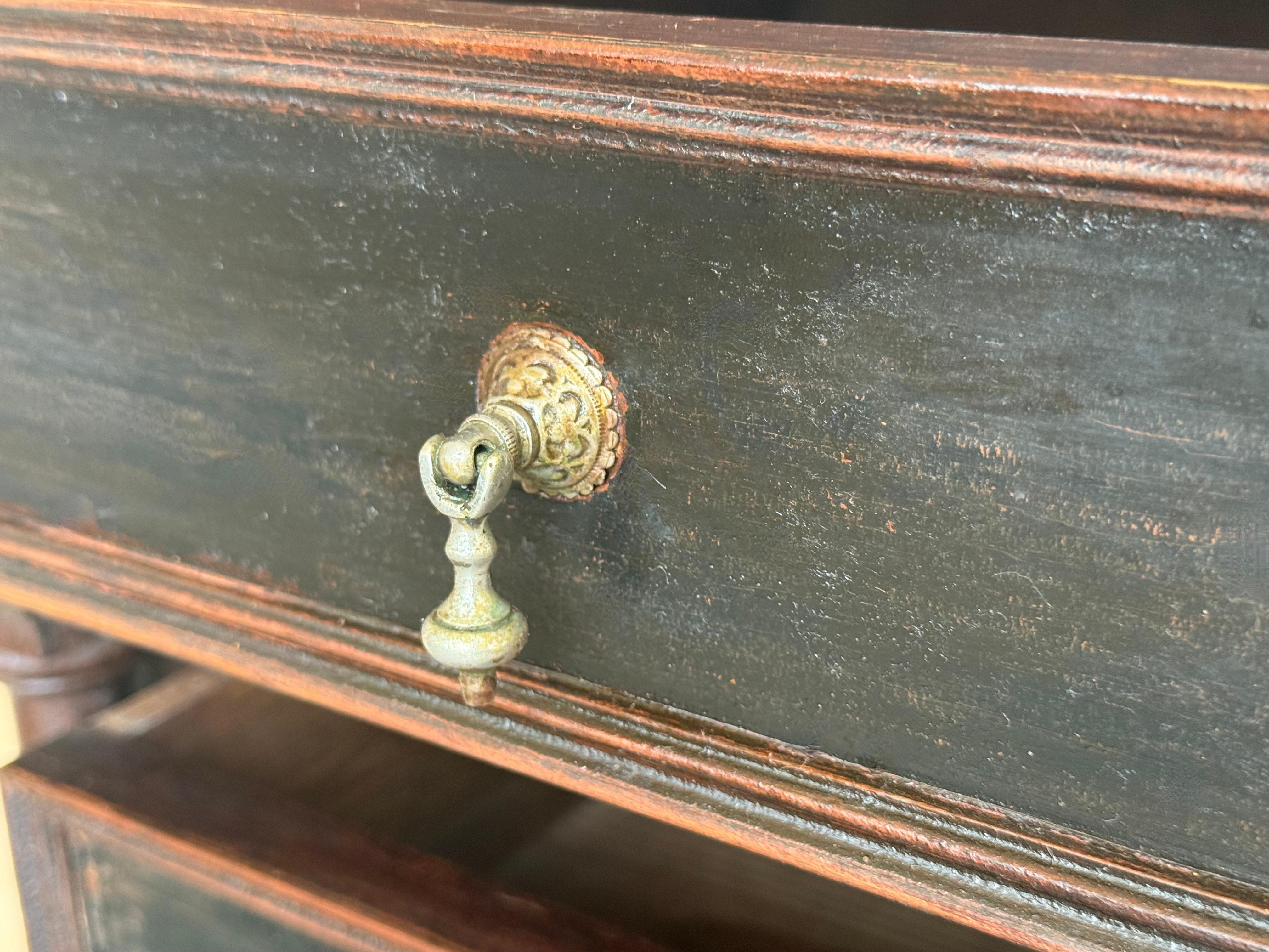 20th Century Pair of Biedermeier Nightstands with Marble Four Ebonized Drawers For Sale 3