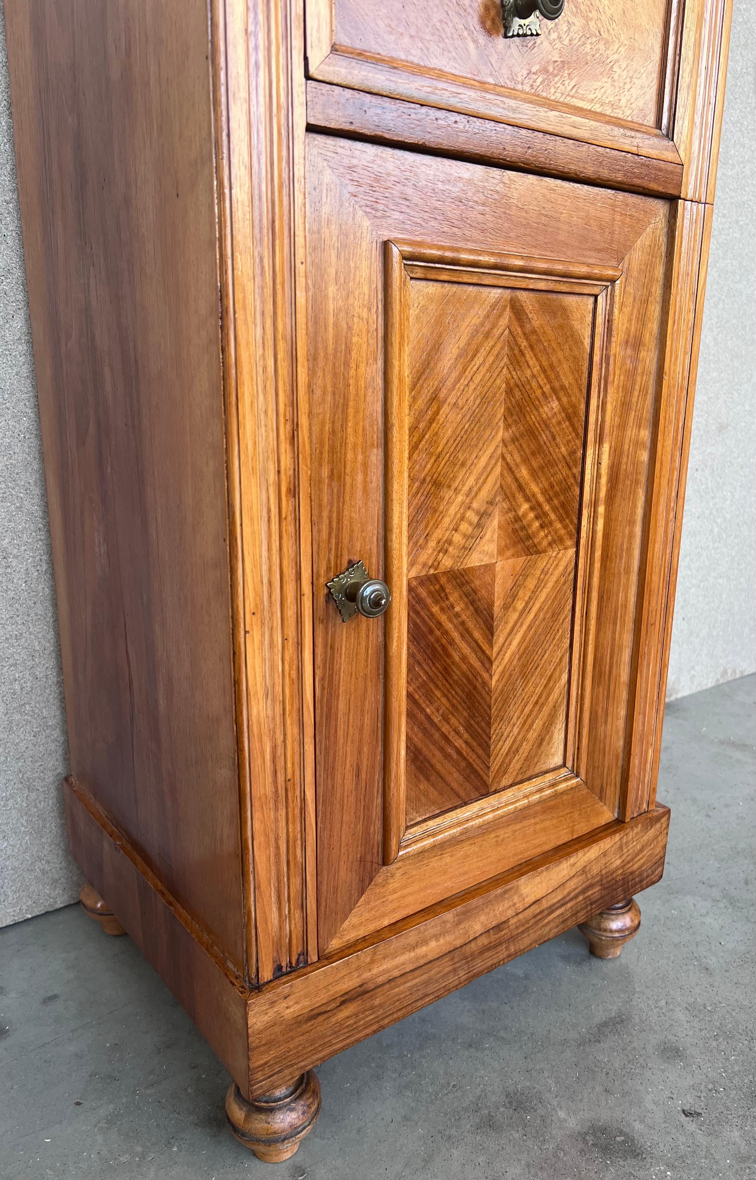 20th Century Pair of Biedermeier Nightstands with One Drawer & Door For Sale 6