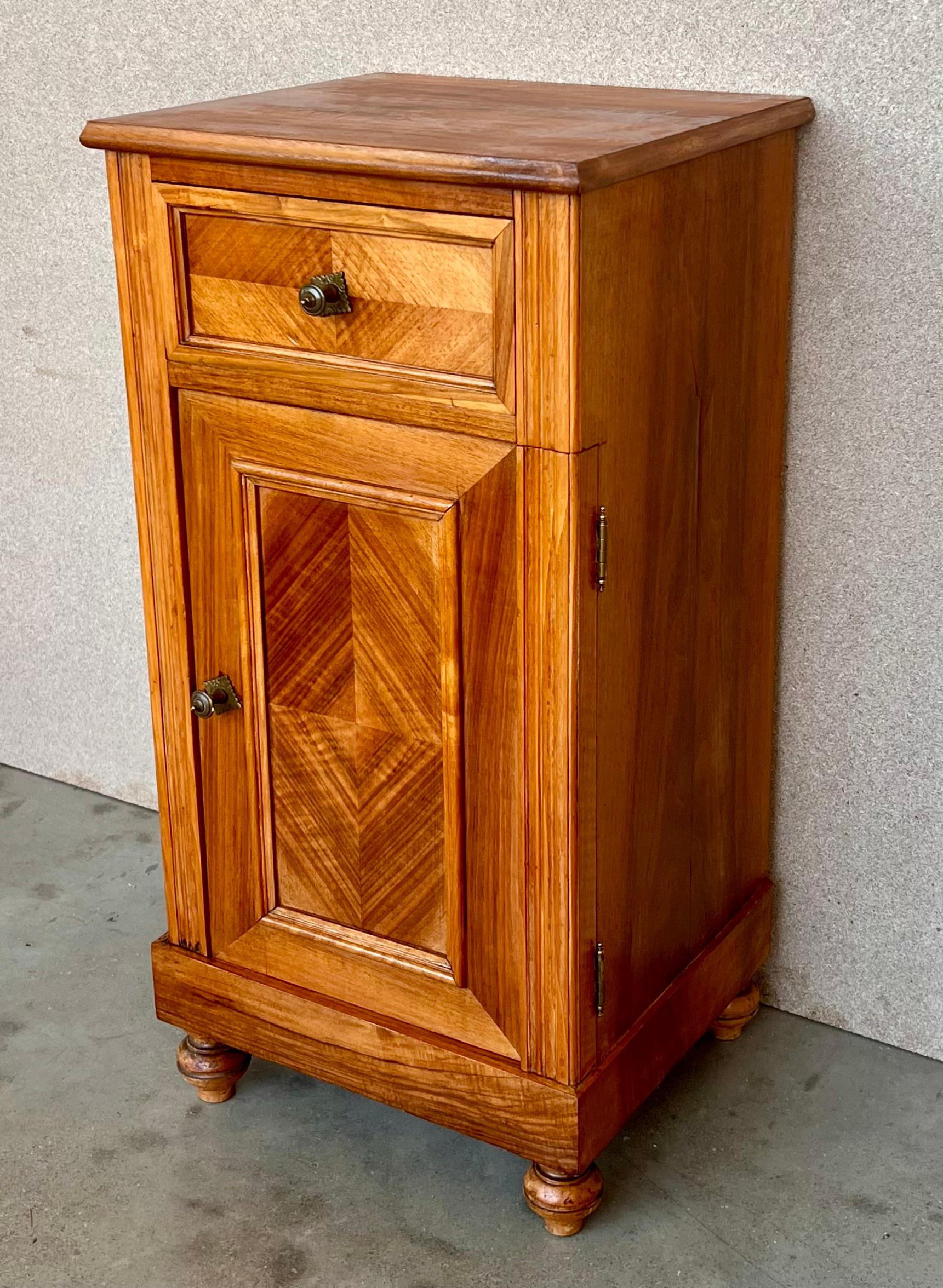 20th Century Pair of Biedermeier Nightstands with One Drawer & Door In Good Condition For Sale In Miami, FL